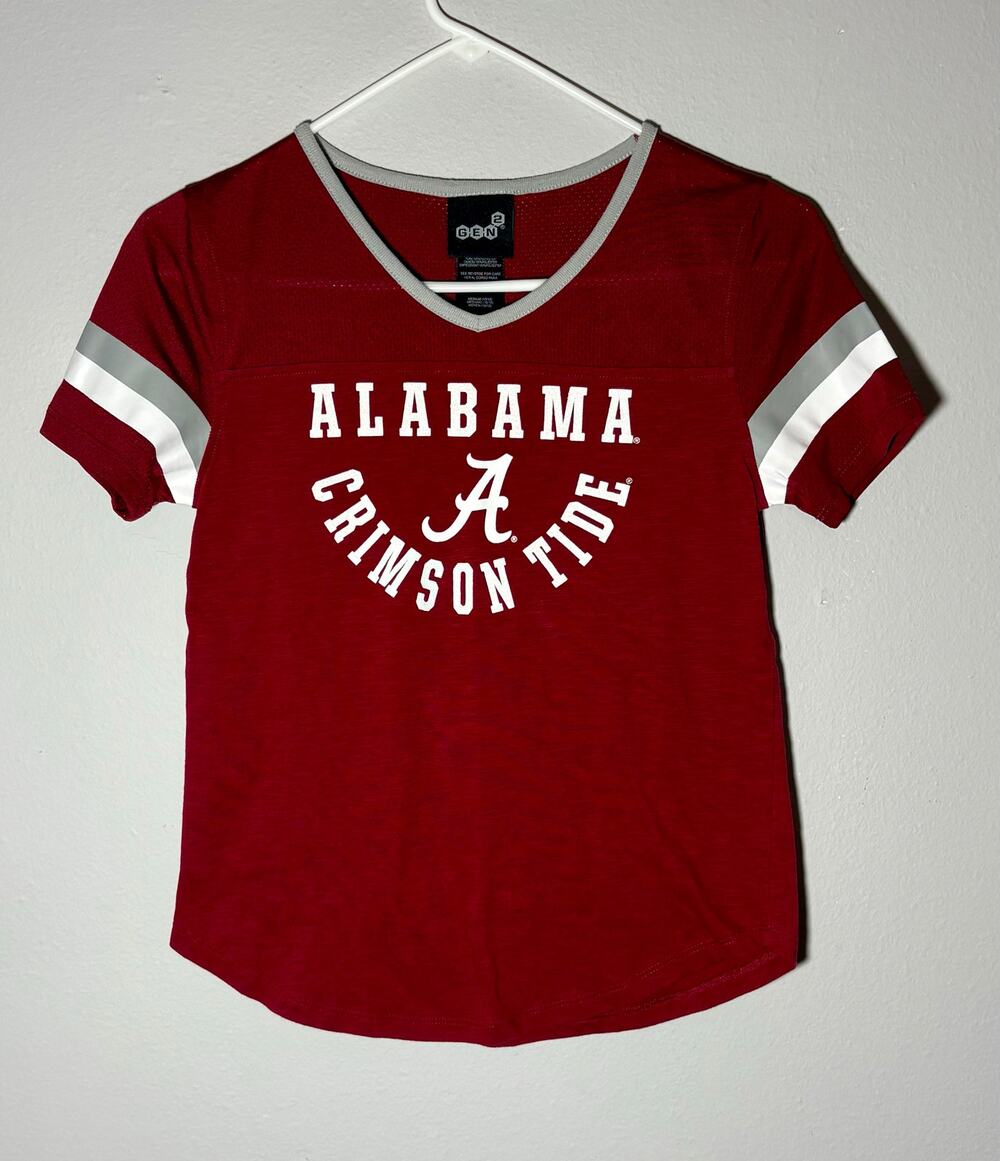 Alabama Crimson Tide Women’s V-neck Red & Gray Jersey NCAA Sz Medium